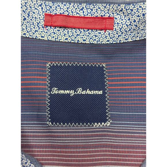 Tommy Bahama Men's Long Sleeve Gray Red Striped Button Up Shirt - Size 2XL - Picture 3 of 4